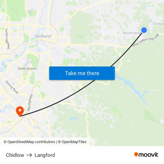 Chidlow to Langford map