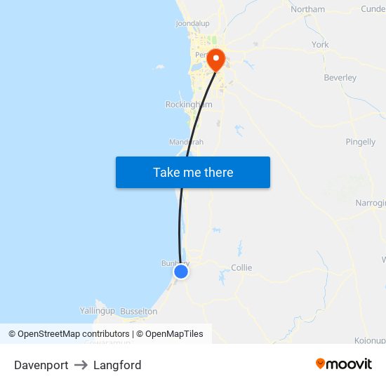 Davenport to Langford map