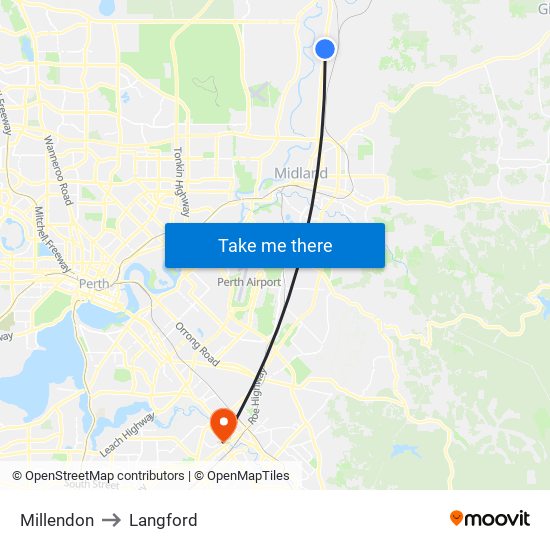 Millendon to Langford map