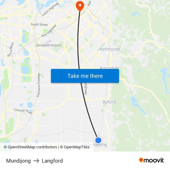 Mundijong to Langford map
