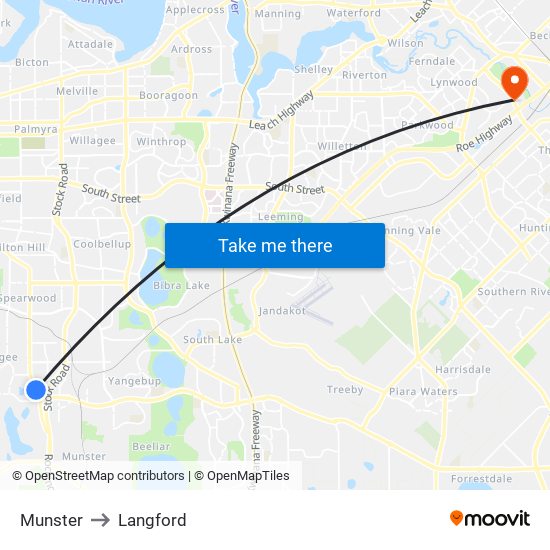 Munster to Langford map