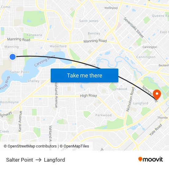 Salter Point to Langford map