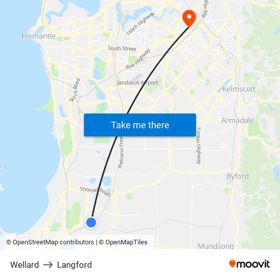 Wellard to Langford map