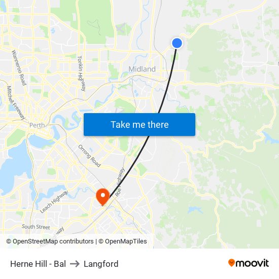 Herne Hill - Bal to Langford map