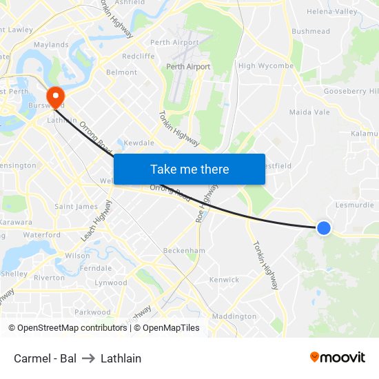 Carmel - Bal to Lathlain map