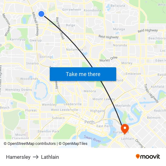 Hamersley to Lathlain map