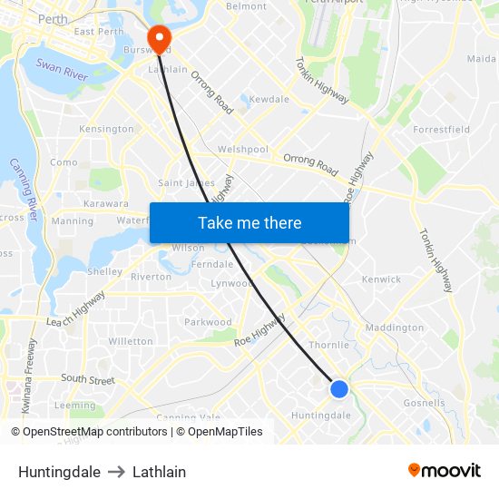 Huntingdale to Lathlain map