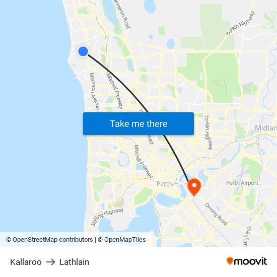 Kallaroo to Lathlain map