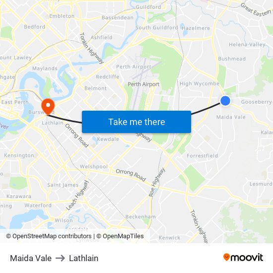 Maida Vale to Lathlain map