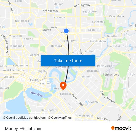 Morley to Lathlain map