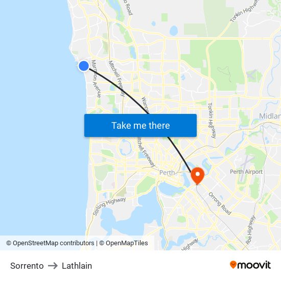 Sorrento to Lathlain map