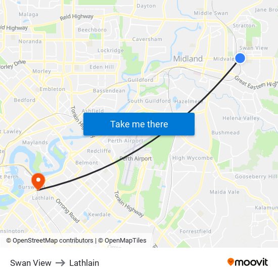 Swan View to Lathlain map