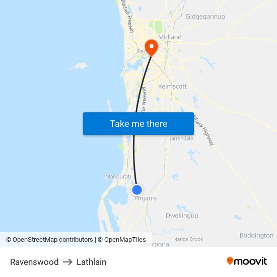 Ravenswood to Lathlain map