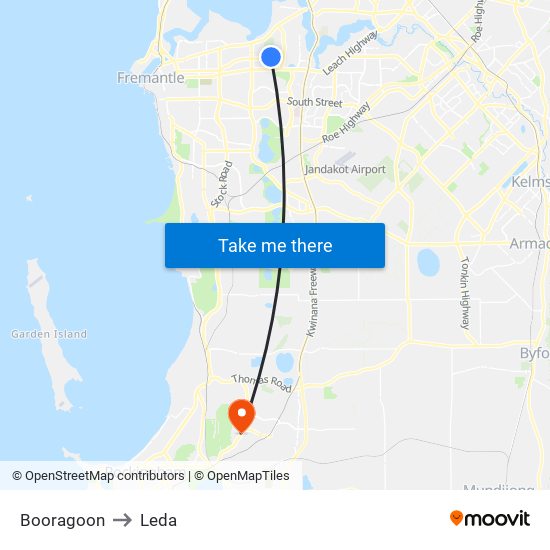 Booragoon to Leda map