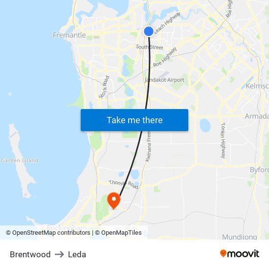 Brentwood to Leda map