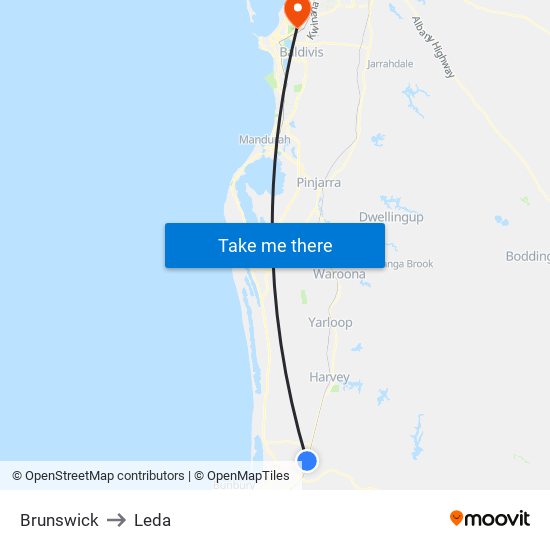 Brunswick to Leda map