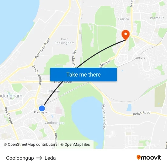 Cooloongup to Leda map