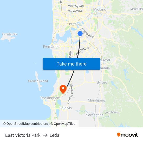 East Victoria Park to Leda map