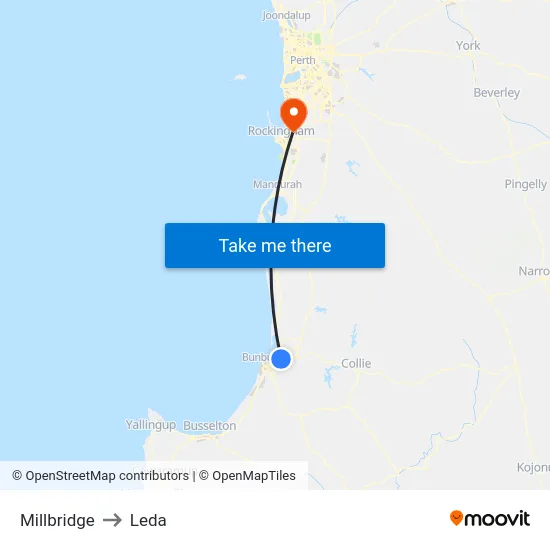 Millbridge to Leda map