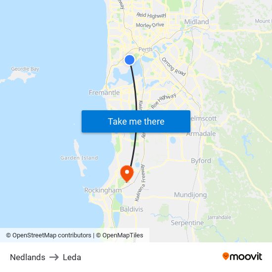 Nedlands to Leda map