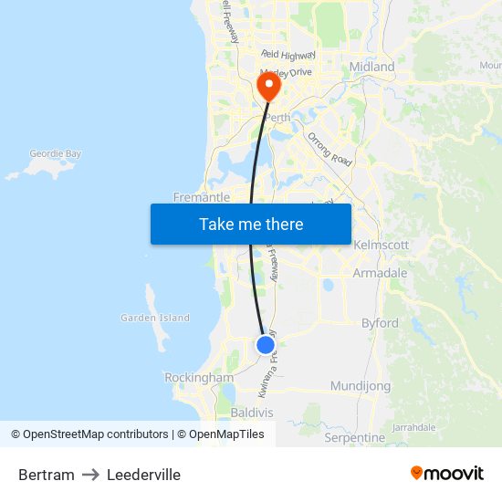 Bertram to Leederville map