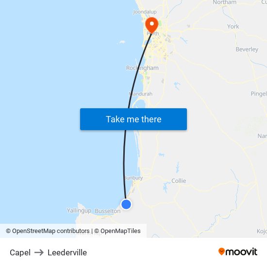 Capel to Leederville map