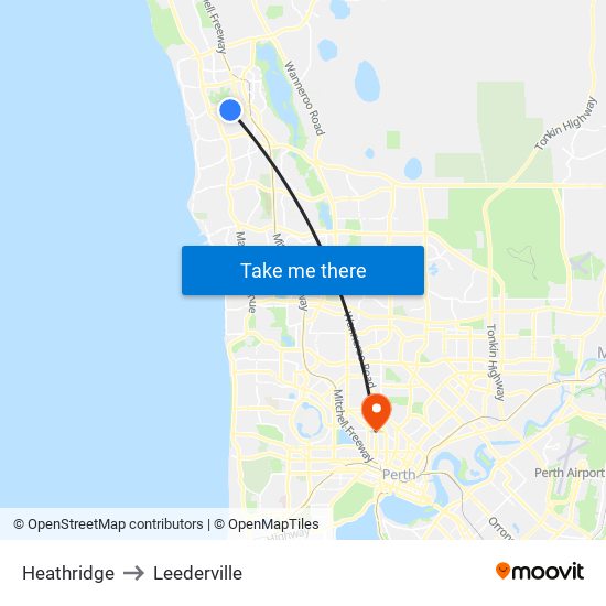 Heathridge to Leederville map