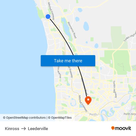 Kinross to Leederville map