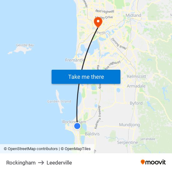 Rockingham to Leederville map