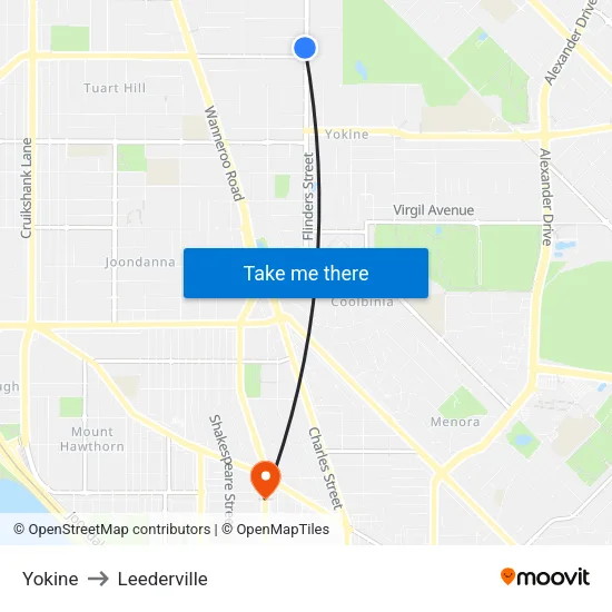 Yokine to Leederville map