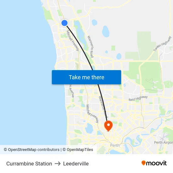 Currambine Station to Leederville map