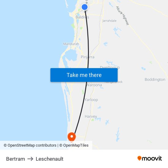 Bertram to Leschenault map