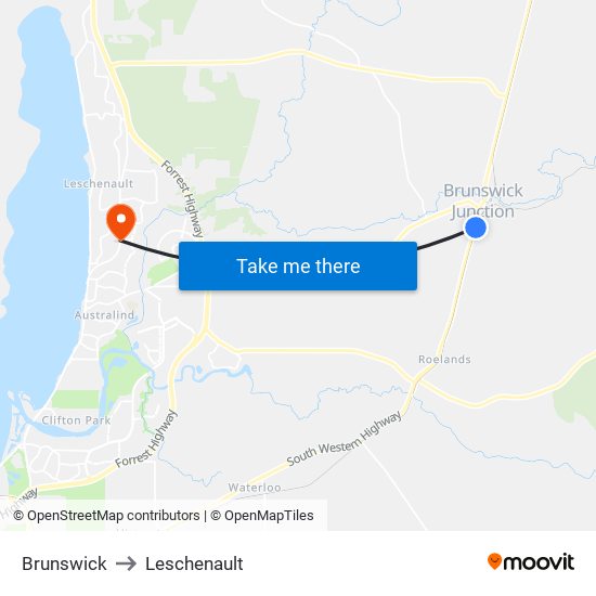 Brunswick to Leschenault map