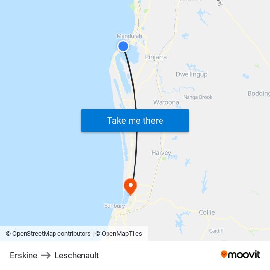 Erskine to Leschenault map