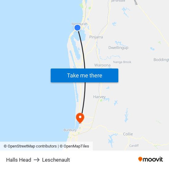 Halls Head to Leschenault map