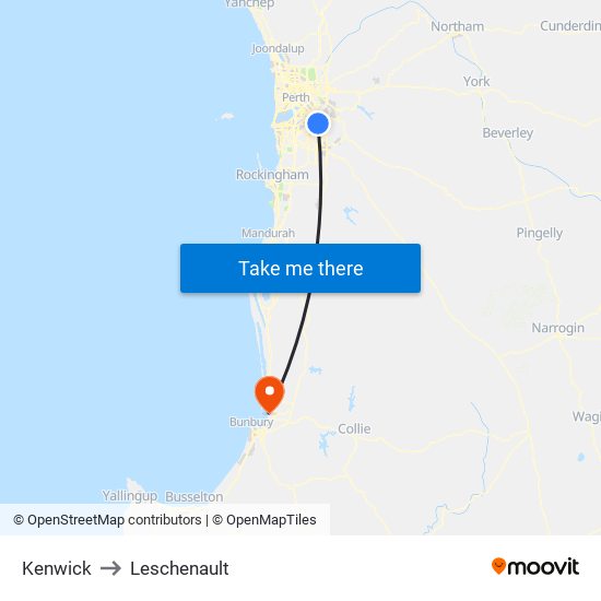 Kenwick to Leschenault map