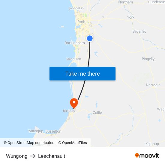 Wungong to Leschenault map