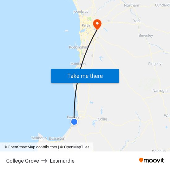 College Grove to Lesmurdie map