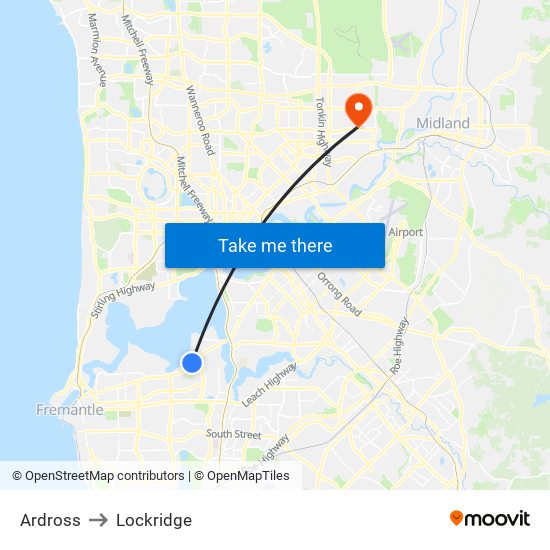 Ardross to Lockridge map