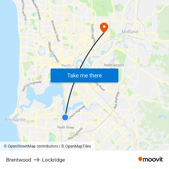 Brentwood to Lockridge map