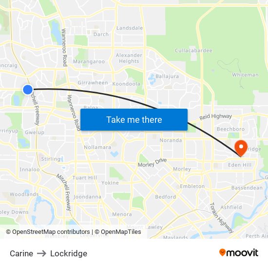 Carine to Lockridge map