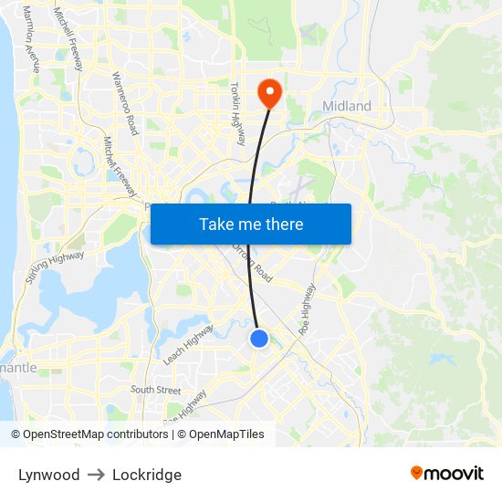 Lynwood to Lockridge map