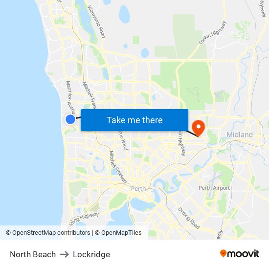 North Beach to Lockridge map