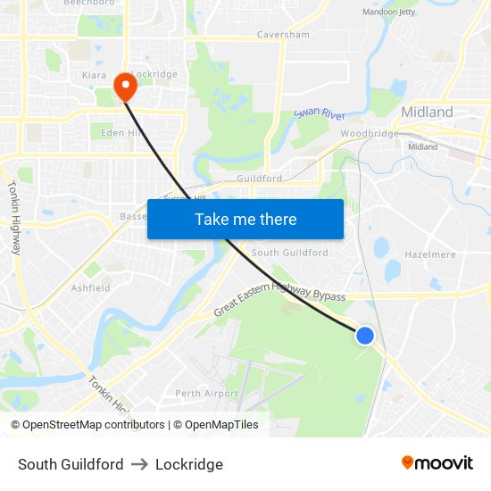 South Guildford to Lockridge map