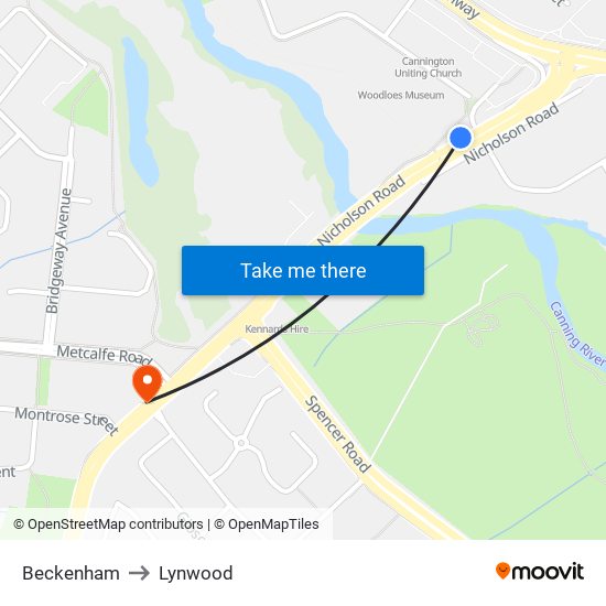 Beckenham to Lynwood map