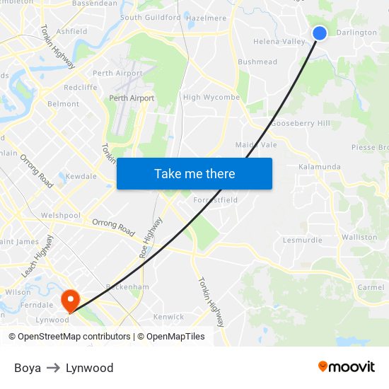 Boya to Lynwood map