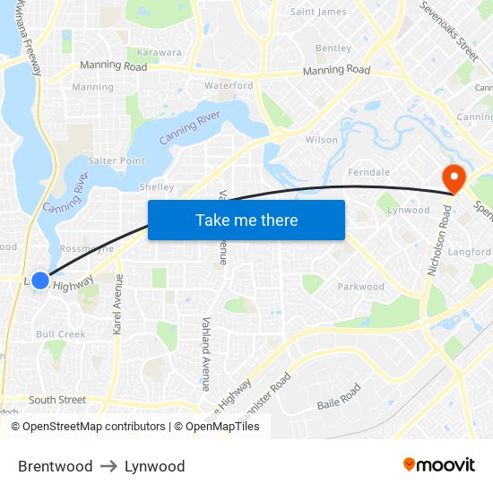 Brentwood to Lynwood map