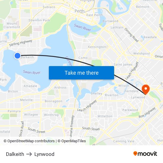 Dalkeith to Lynwood map