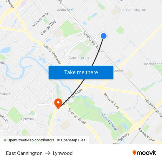 East Cannington to Lynwood map