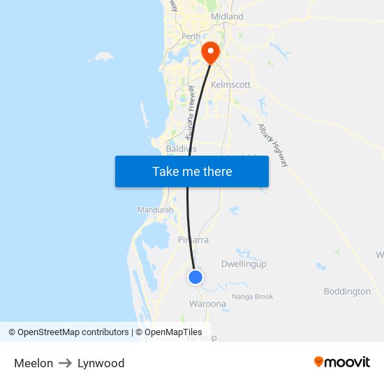 Meelon to Lynwood map